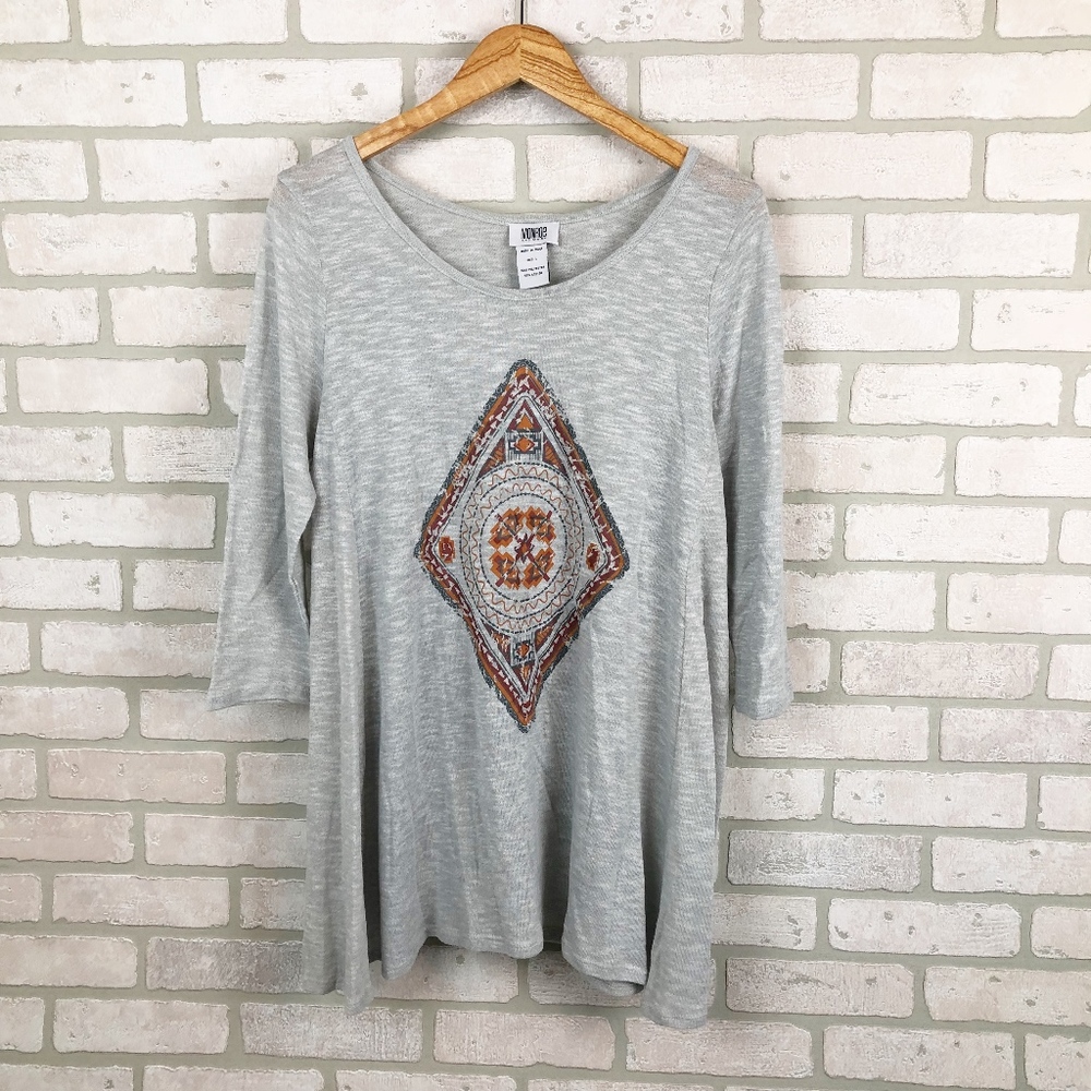 Monroe and Maine 3/4 Sleeve Tunic Top Size Large L